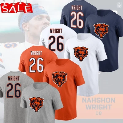 ENVÍO RÁPIDO - Nahshon Wright #26 Chicago Bears 2025 nombre y número del jugador para fanáticos Foto 1 de 2