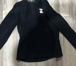 Vintage Disney Store101 Dalmatians Long S  Womens M Fleece Full Zip V-Neck Black - Picture 1 of 9