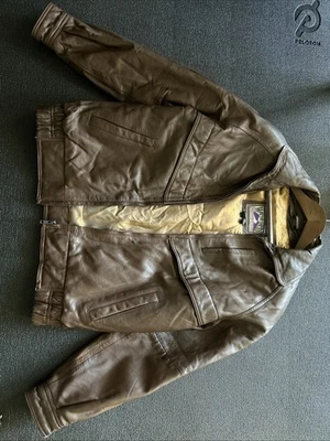 Chaqueta de cuero marrón oscuro Watershed William Barry para hombre talla S Foto 1 de 4