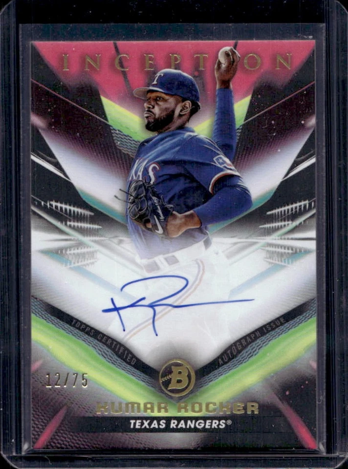 2023 Bowman Inception Kumar Rocker Auto Fuchsia Foil #12/75 Rangers - Image 1 of 2