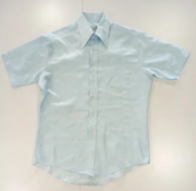 Vintage Kmart Shirt Mens 15 1/2 Permanent Press Short Sleeve 70s Korea Work Blue - Image 1 of 4