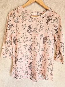 Top ligero vintage BHS melocotón floral manga 3/4 - talla 14 - Imagen 1 de 7