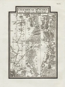 Munich Haag Hohenlinden Map Card Riedl 1796 Copperplate Engraving - Picture 1 of 1