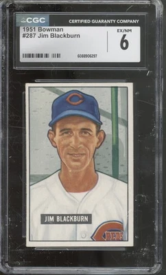 1951 Bowman Baseball Set-Break #287 Jim Blackburn EX-NM CGC 6 - Image 1 of 2