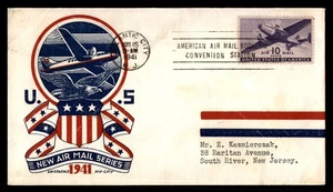 MayfairStamps US FDC 1941 New Jersey 10 Cent Air Mail Staehle First Day Cover aa - Picture 1 of 2