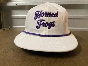 Vintage Texas Christian University TCU gehörnte Frösche Cord StrapBack Hut USA - Bild 1 von 24