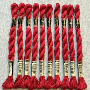 DMC Cotton Perle #5 Lot of 10 Red #321 Embroidery Floss Thread - Picture 1 of 5
