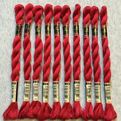 DMC Cotton Perle #5 Lot of 10 Red #321 Embroidery Floss Thread - Image 1 of 4