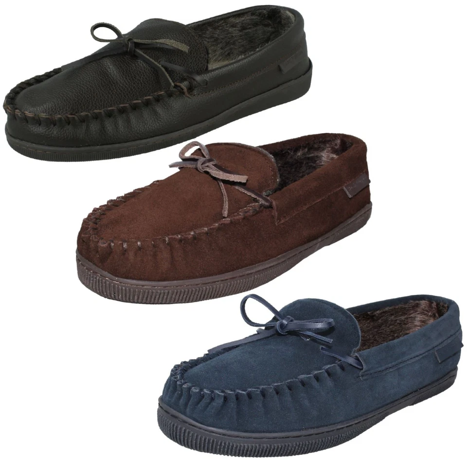 Mens Hush Puppies Moccasin Leather/Suede Loungewear Full Slippers Ace Slipper - Image 1 of 1