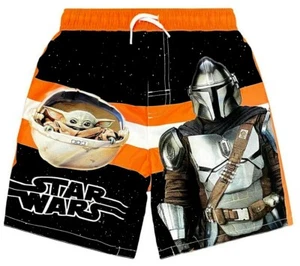 Boys Baby Yoda Swim Trunks Shorts Swimsuit Star Wars Mandalorian Grogu 4 5 6 7 - Picture 1 of 4
