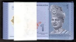 Lot 100 Pcs 1 Bundle Malaysia 1 Ringgit Polymer P-51c ND (2021) UNC - Picture 1 of 2