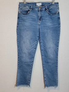 dear john jeans womens size 33x27 blaire straight cut off hem stretch denim blue - Picture 1 of 14