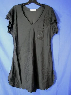 DE COLECCIÓN MISS ELAINE Super Sexy CAMISÓN NEGRO CORTE SESGADO Vestido Corto CHEMISE Talla S Foto 1 de 4