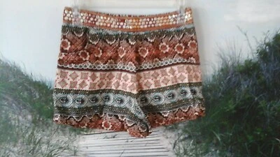Pantalones Cortos Angie Damas/Jr S Multicolor Estampado Estilo Boho 100% Algodón Foto 1 de 4