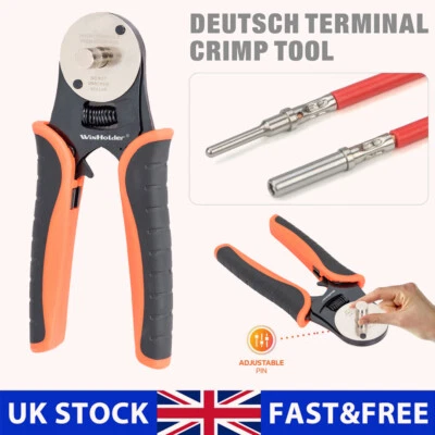 WINHOLDER Deutsch Terminal Crimp Tool 4 Way Indent Ratcheting Crimper 14-18 AWG Cables
