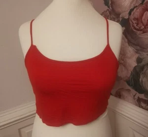 Topshop Red Crop Top Size 8 & Atmosphere Green Camisole Size 8/10 - Picture 1 of 5