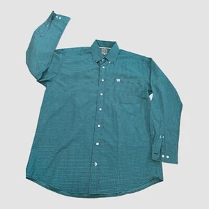 Cinch Mens Shirt Small Teal Geometric Long Sleeve Western Button Down #0705 - Picture 1 of 11