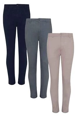 So Denim Mens Skinny BLACK GREY or BLUE Cotton Chinos Trousers - Image 1 of 2