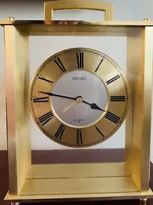 SEIKO Quartz Mantle Clock MODEL QQZ893G Gold Tone Japan - Picture 1 of 12