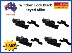 TradeBase Window Black Sash Double Hung Lockable Keyed Alike Wide Base - 4 Pack - Picture 1 of 1