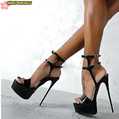 Womens Sexy Summer Sandals High Heels Ankle Strap Pumps Stiletto Club Shoes Size - image 1 of 4