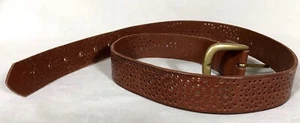 MODERN HERITAGE WOMEN'S BROWN PIERCED LEATHER BELT BOHO CHIC SZ S NWOT - Picture 1 of 5