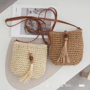 Straw Crossbody Bag Woven Bag Tassel Pendant Women'S Bag Beach Bag Straw Bag - Picture 1 of 9