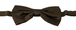 DOLCE & GABBANA Bow Tie Men Brown Polka Dots Silk Adjustable Neck Papillon $200 - Picture 1 of 5