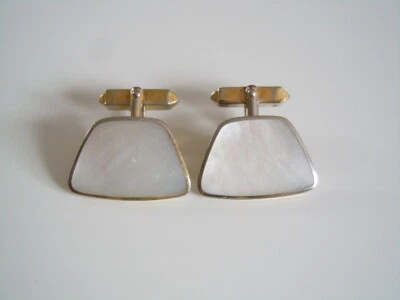 Vintage Manschettenknöpfe Perlmutt Metall Goldton 13,6 g/2,5 x 1,7 cm - Bild 1 von 4