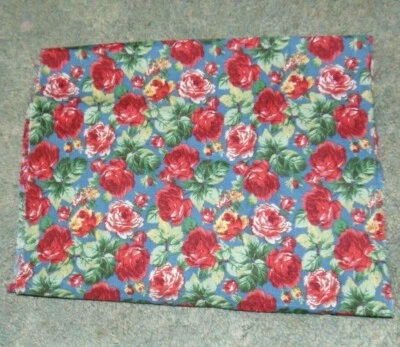 Fabric Piece Marcus Brothers Red Roses 14 Long 44 Wide - Image 1 of 2