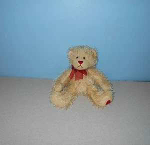 10" Russ Berrie Barret Fuzzy Stuffed Plush Bear Valentine Red Bow & Heart Paw - Picture 1 of 1