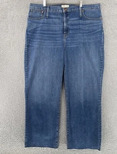 Jean Madewell para mujer 30 ajustado pierna ancha corte tiro alto lavado medio ligero dobladillo crudo - Imagen 1 de 14