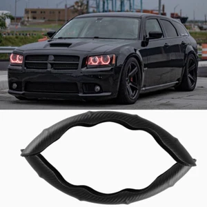 Car Steering Wheel Cover Black+Carbon Fiber Anti slip 15" For Dodge Magnum STR - Picture 1 of 14