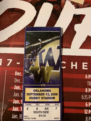 2008 Oklahoma Sooners Washington Huskies Football Ticket Stub OU Norman Cover