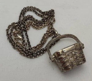 Vintage Silvertone Longaberger Basket Necklace 24" - Picture 1 of 8