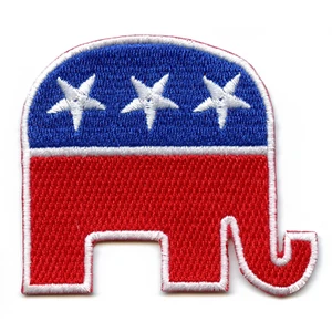 Political Republican Elephant Embroidered Iron On Patch - Picture 1 of 3