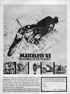 1963 Matchless G-12 CSR Motorcycle Original Print Ad - Picture 1 of 1