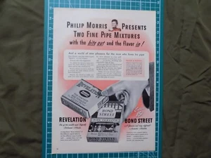 1944/3 PRINT AD  PHILIP MORRIS REVELATION AND BOND STREET PIPE TOBACCO WW2 - Picture 1 of 1