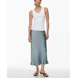 Babaton Damen Slab blau Slip Satin Maxirock Größe 10 Neu mit Etikett - Bild 1 von 12