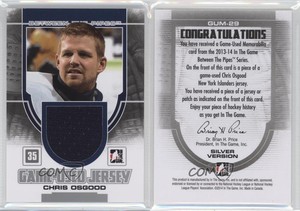 2013-14 ITG Between the Pipes Game-Used Silver Jersey /180 Chris Osgood #GUM-29