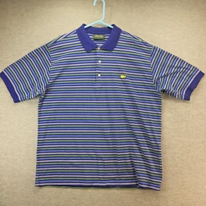 Masters Collection Polo Shirt Mens XL Green Blue White Stripe Short Sleeve Golf - Picture 1 of 7