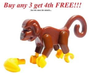 ☀️ LEGO Minifigure Mini Figure Minifig Animal Pet Monkey w/ Banana - Picture 1 of 2