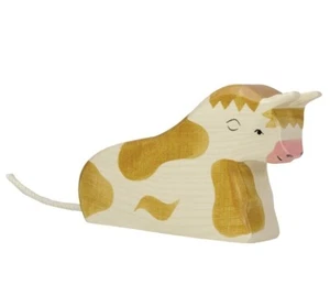 Holztiger 80008 Brown Lying Bull 13 Cm Wooden Figures Series Farmland - Picture 1 of 1