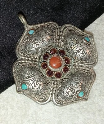 Tibetisch/buddhistischer Anhänger Türkis/Koralle (M) - Bild 1 von 4