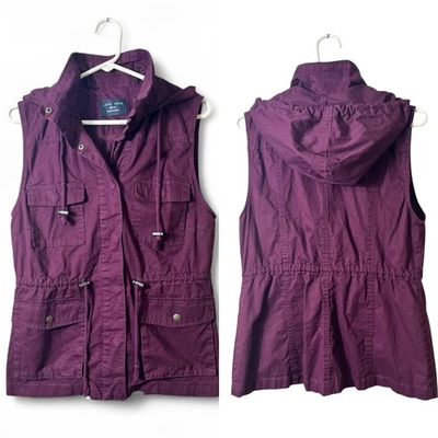 Love Tree Cotton Hooded Utility Military Style Vest Maroon Medium Gorpcore - Image 1 of 4