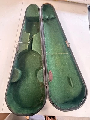 (A) ANTIQUE FITTED WOODEN VIOLIN COFFIN CASE - Image 1 of 4