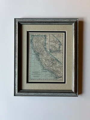 1934 "BLUE" CALIFORNIA State Map by C.S. Hammond, Framed/Double Mat SEE DESCRIP - Image 1 of 3