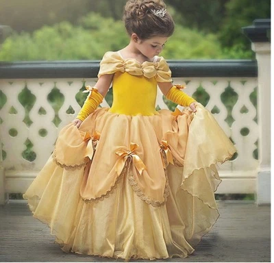 Fantasia cosplay de Halloween infantil menina vestido princesa Bela e a Fera%% - Imagem 1 de 4