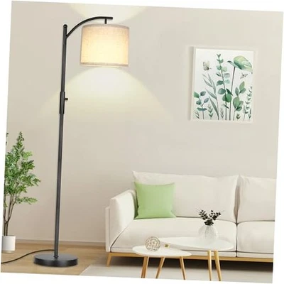  Lámpara de pie regulable, lámparas de pie de arco para sala de estar, atenuación continua negra Foto 1 de 4