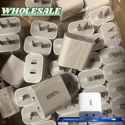 Lote de tijolos de carregamento 40W USB C carregador de parede bloco rápido tipo C para iPhone 17 16 15 - Imagem 1 de 4